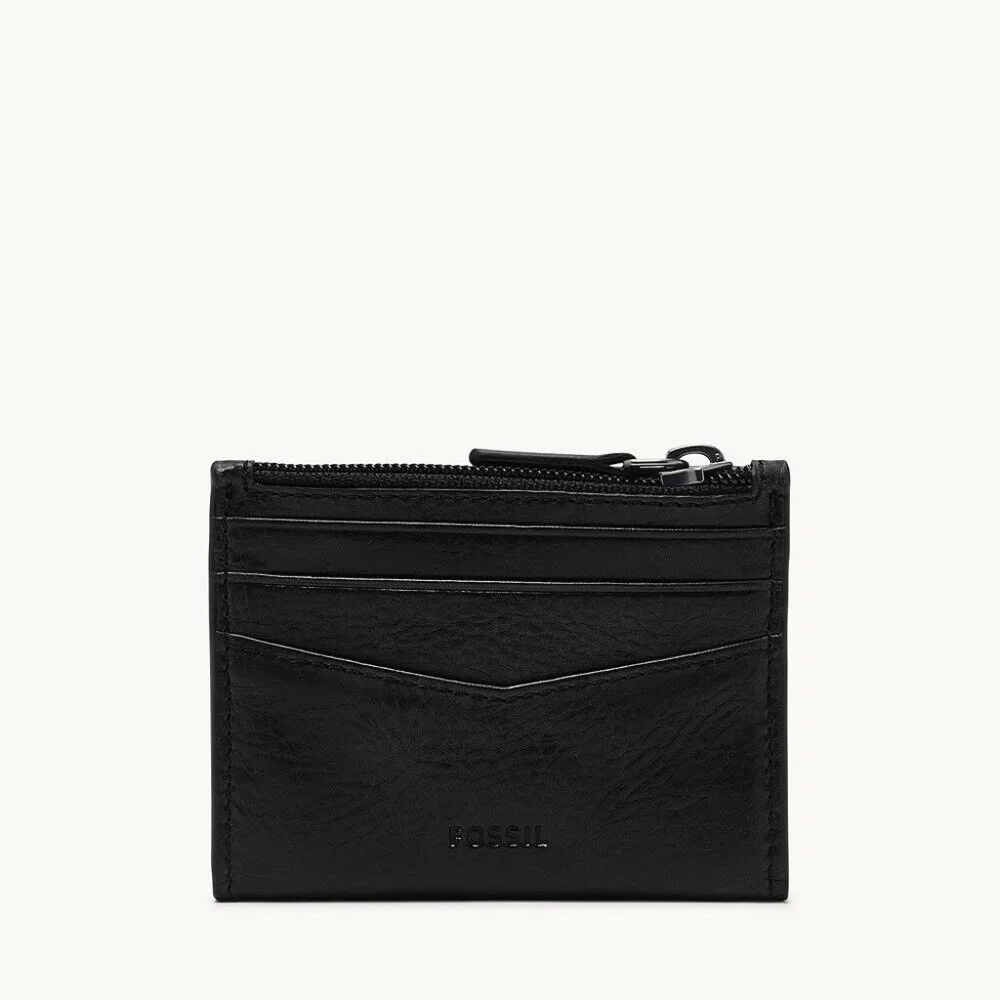 Fossil Andrew Leather Minimalist Zip Card Case Wallet